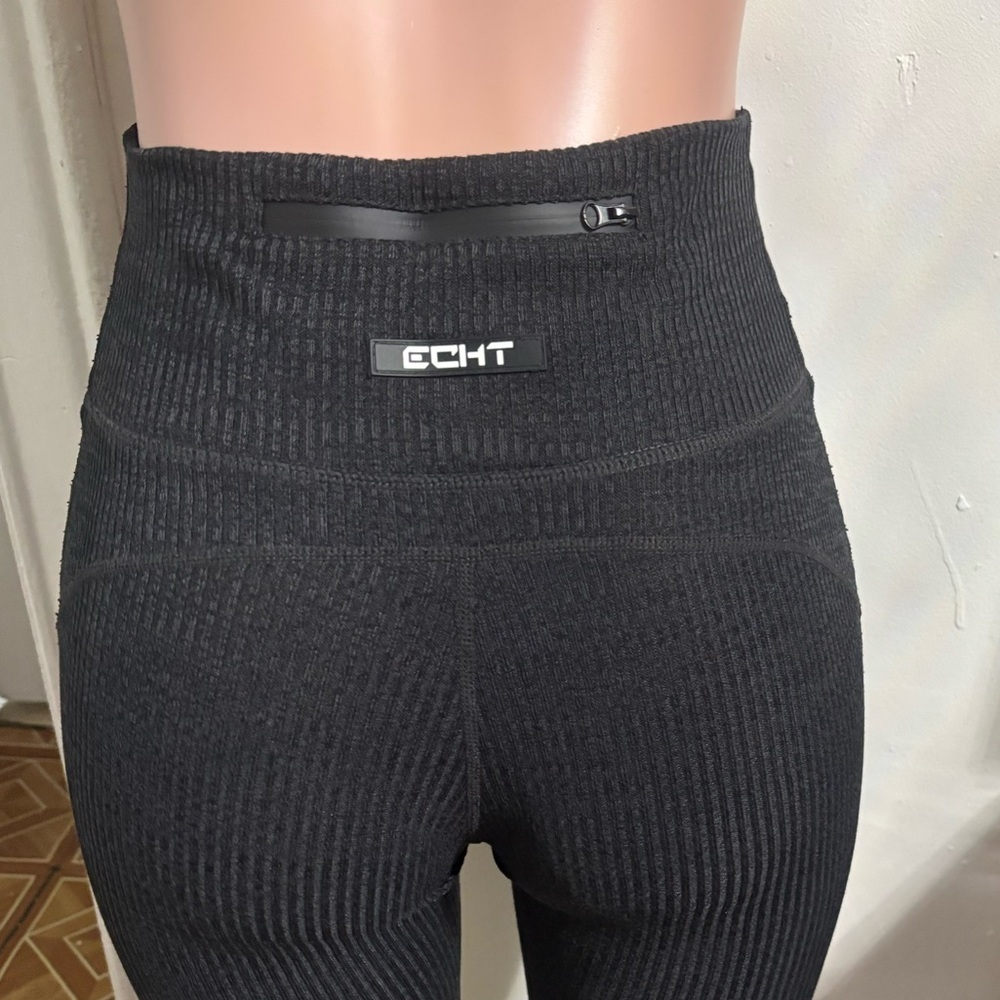 ECHT Women’s Black Ribbed Flare Pants - Picture 6 of 12